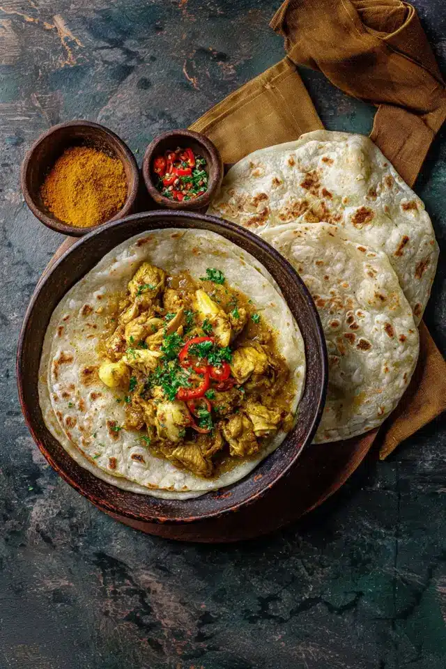 Chicken Rice And Roti Curry Chicken Roti - Savortales